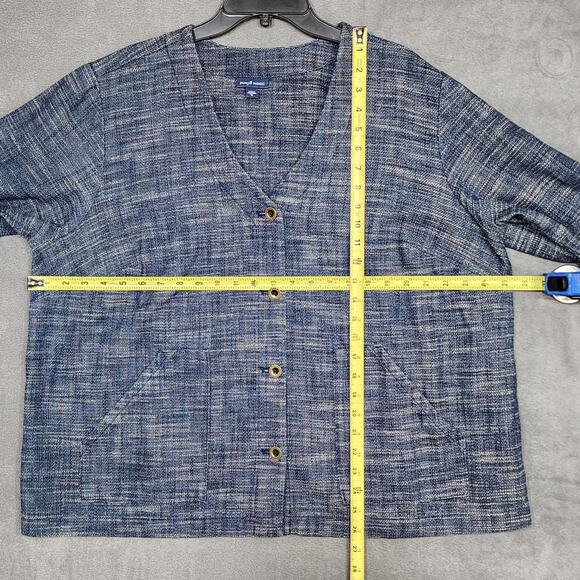 Pure J Jill Indigo Blazer Jacket Blue Cardigan XL Button Front Blue Tweed - Picture 7 of 7